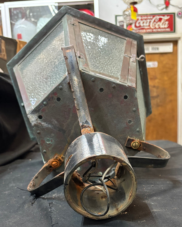 Riveted Copper Lamp Post Light with Green Patina GA21523