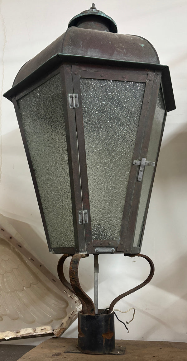 Riveted Copper Lamp Post Light with Green Patina GA21524