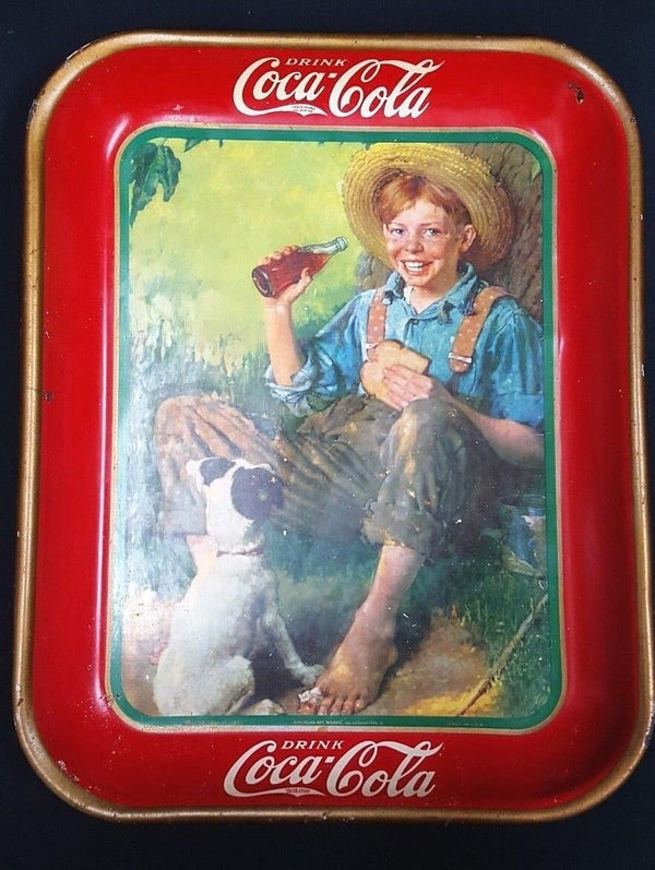 1931 Coca Cola Tray Norman Rockwell A Boy and His Dog 14 1/2" x 10 3/8" GS00799