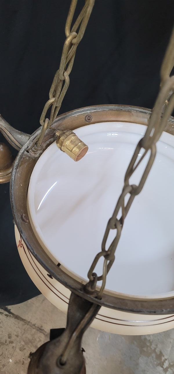 Vintage 5 Light Brass Chandelier w/ Center Shade 24" T GS00971