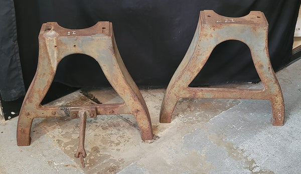 Pair of Cast Iron Factory Machine Tapered Table Base Legs 20 1/2" T GS00688
