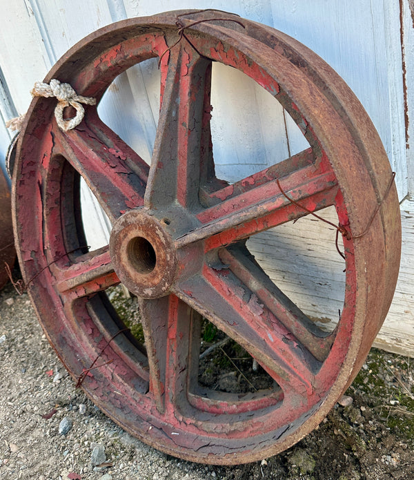 Pair of Industrial Cast Iron Pulley Wheels GA20939