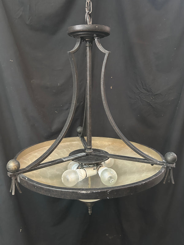 4 Light Metal and Brass Chandelier 26"x23.5" GS010955