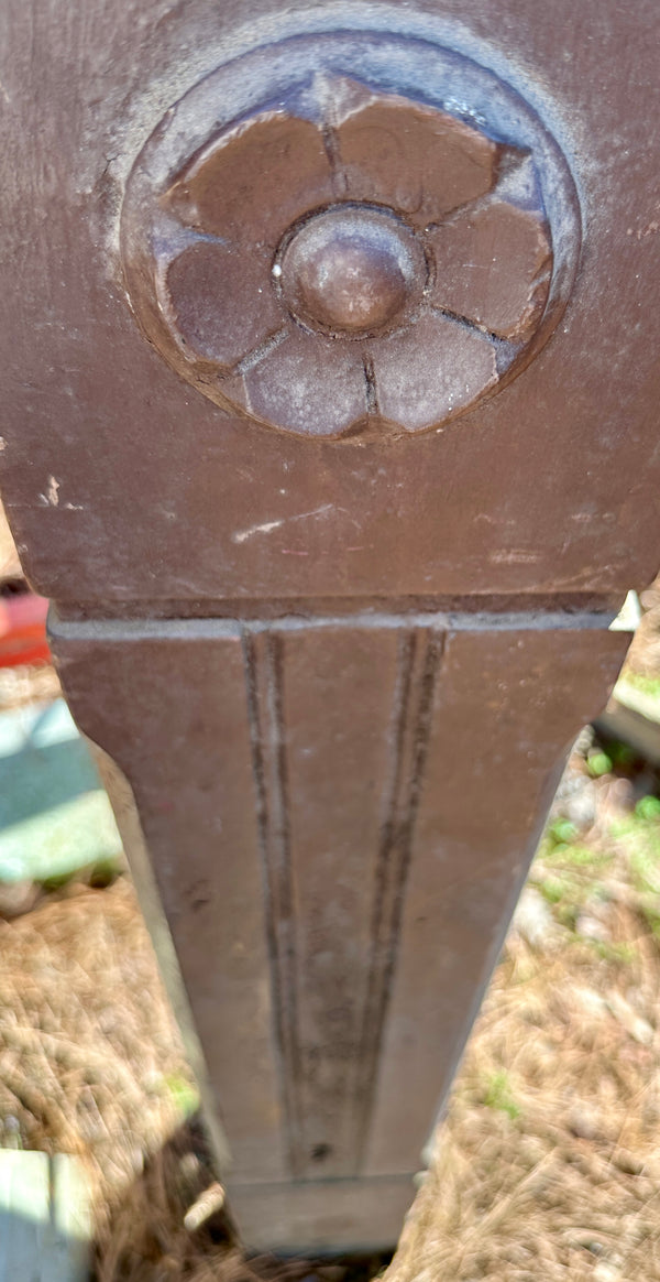 Pair of Antique Fluted Newel Posts w/ Flower Rosettes GA20805