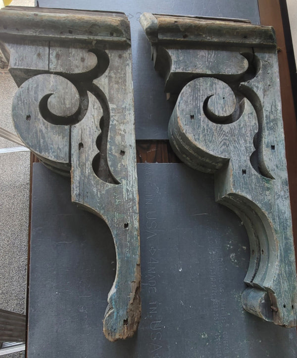 Pair of Large 3 Layer Wooden Corbels 24 1/2" x 10" x 5" GS01050