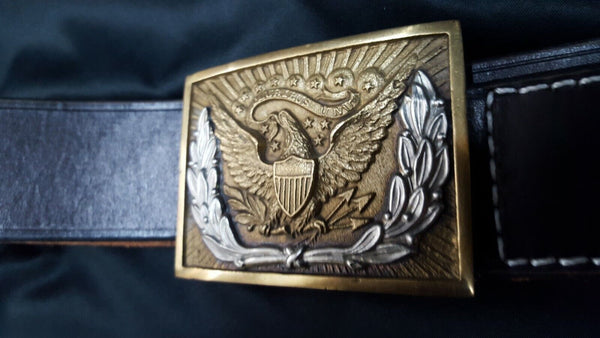 Handmade Leather Belt & Reproduction U.S. Military Federal Eagle Belt Buckle