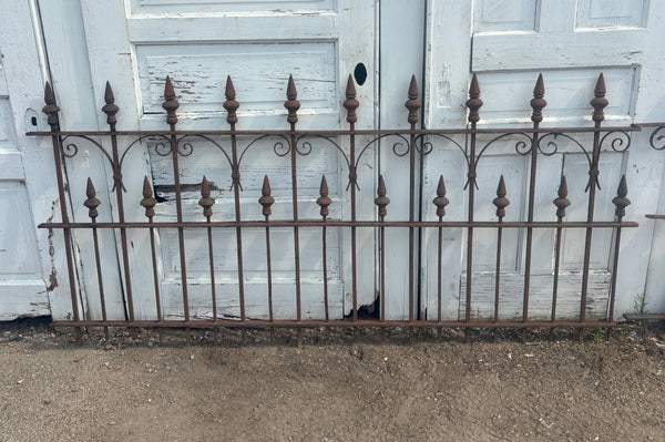 Ornate Antique Wrought Iron Fence Panels with Double Finials GA21213
