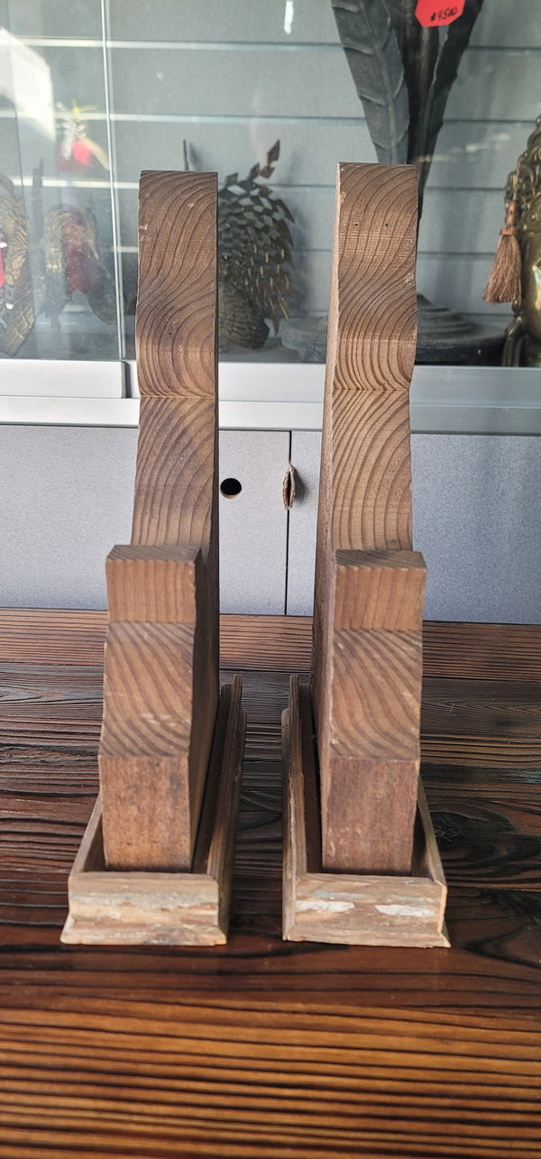 Pair of Hand Crafted Wooden Corbels 13 1/2" T x 8 1/4" D x 3 1/4" W GS00943