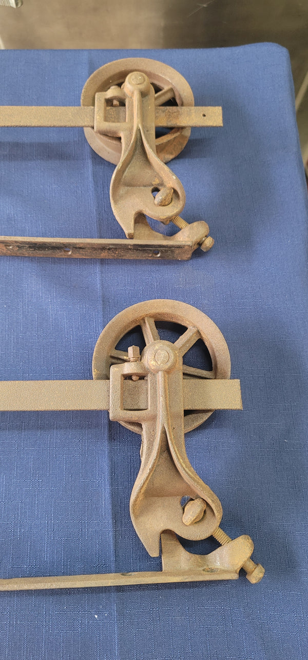 Rare 1880's 2 Sets of Cast Iron Pocket Door Wheel Rollers w/ Screws GS00652