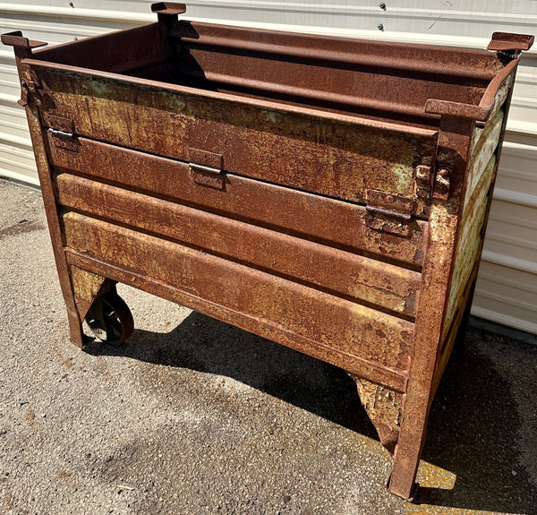 Vintage Industrial Steel Rolling Scrap Bin GA20959