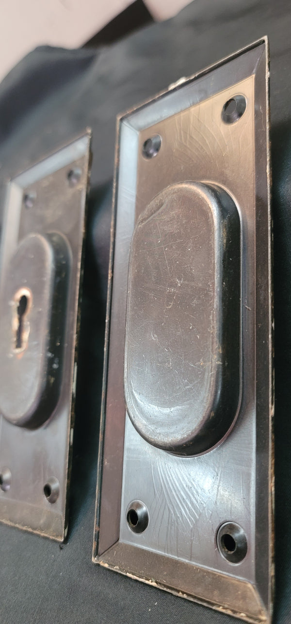 Set of 4 Pocket Door Key Hole Escutcheon Plates 5 9/16" x 2 6/16" GS00858