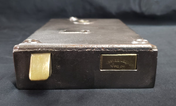 Restored Right Side Cast Iron Rim Lock with Keeper 6 9/16" x 4" GS00868