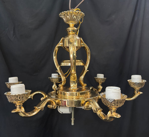 Brass 8-Light Chandelier with Shades GA21276