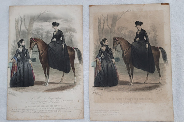 Eleven European Multicolored Fashion Plate Illustrations from 1800's GS01083