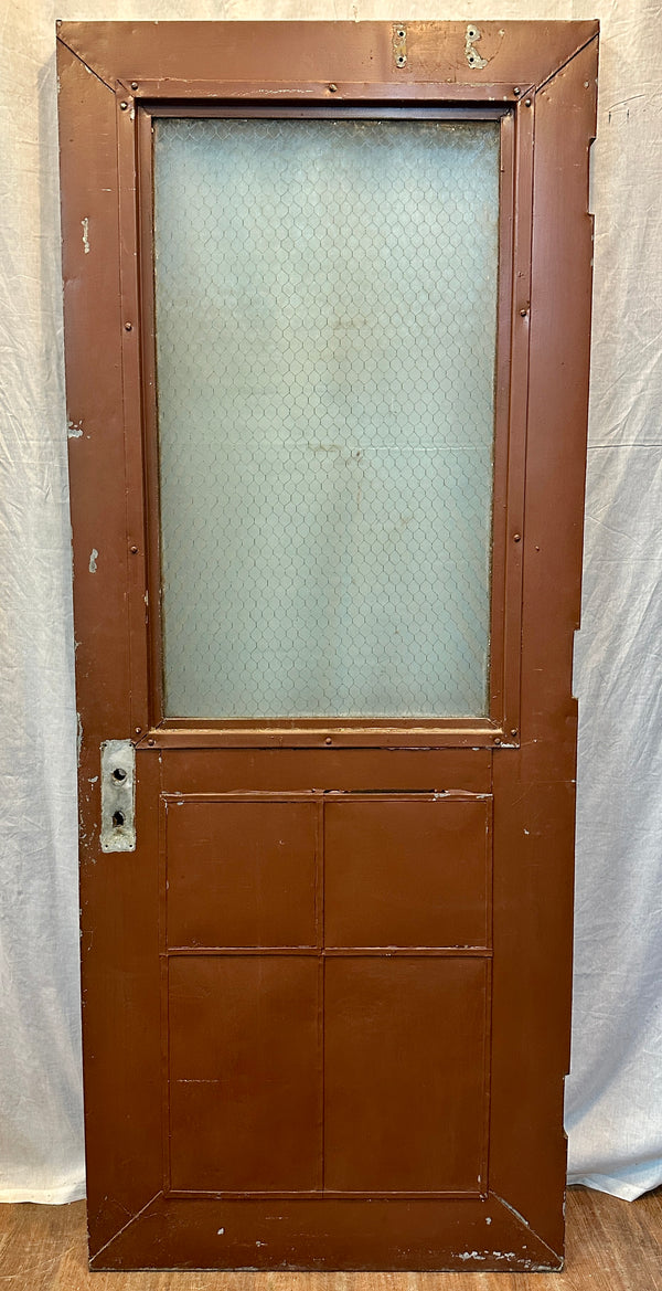 1-Pane Steel-Clad Patchwork Door w/ Striated Chicken Wire Glass GA20562