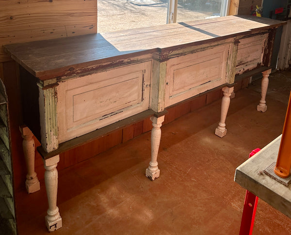 Rustic Custom-Built Cabinet/Counter Table w/ Heart Pine Top GA20719