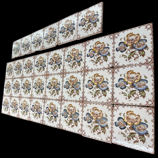 Set of Victorian Majolica Style Ceramic Tiles - Made in England GA20786