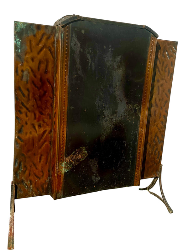 Antique Art Deco 3-Panel Steel Fireplace Screen w/ Lacquered Finish GA20682