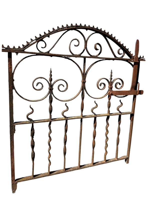 Antique Wrought Iron Arch Top Garden Gate - 36" W x 39" T - GA20991