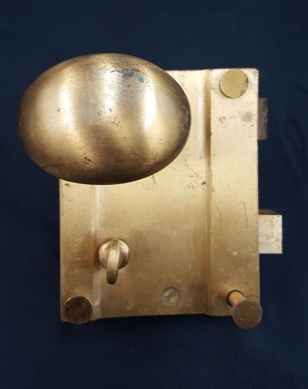 Brass Ship Rim Lock with Oval Knob