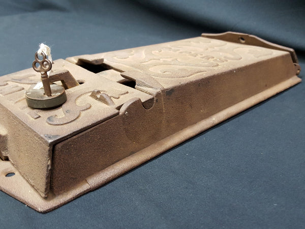 1909 Cast Iron Paper Letter Mail Box Embossed Scroll Designs