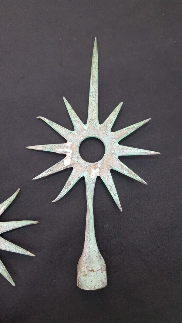 Set of 3 Vintage Bronze Starburst Lightening Rod Finials