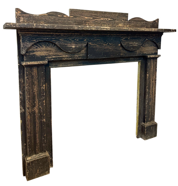 Antique Painted Wood Carved Fireplace Mantel GA20598