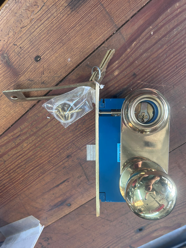 New Old Stock Complete Solid Brass Mortise Lock Set GS010972