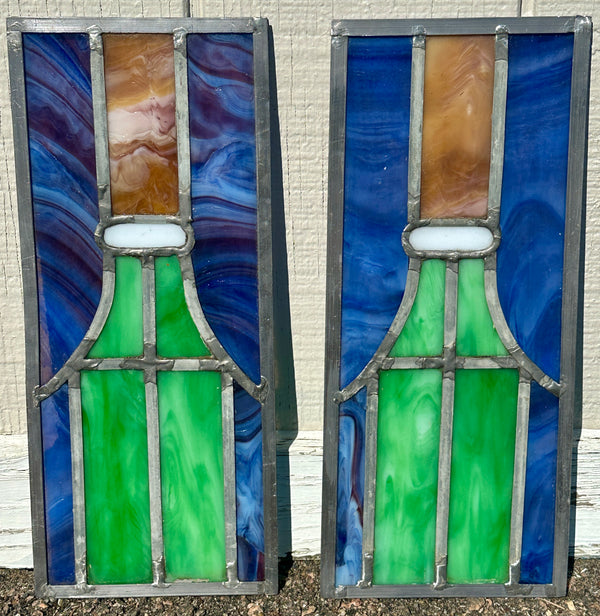 Set of 4 Custom-Made Stained Slag Glass Window Panels GA20704