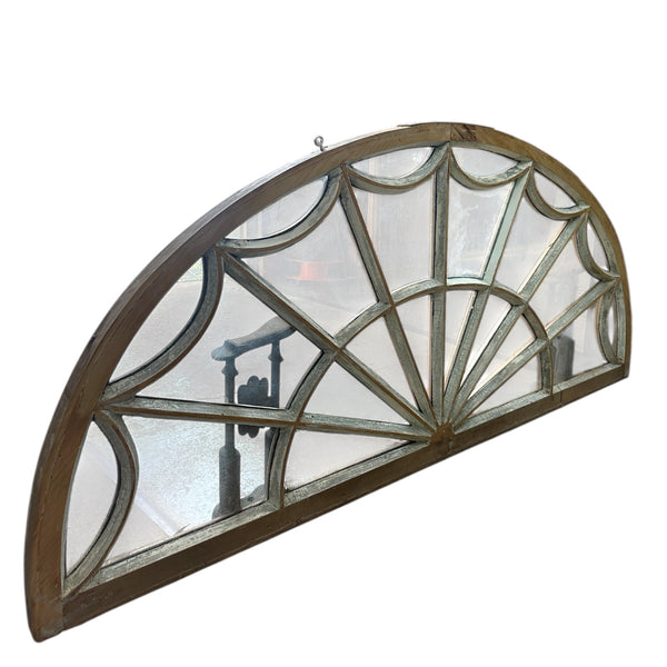 Restored Antique Arched Sunburst Transom Window GA20695