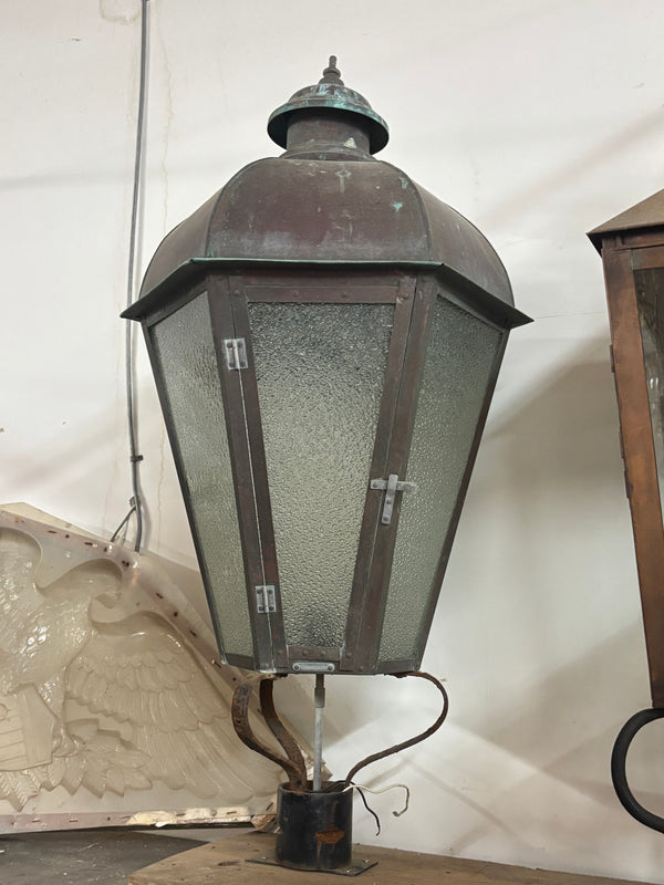 Riveted Copper Lamp Post Light with Green Patina GA21524