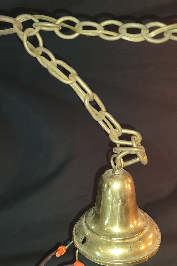 Vintage 5 Light Two Tone Brass Pan Chandelier 18" x 16" GS00970