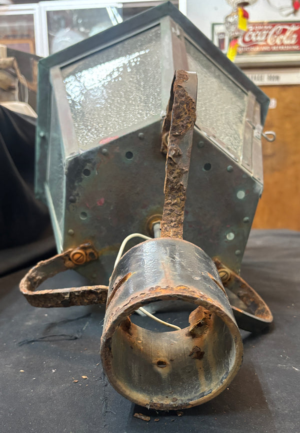 Riveted Copper Lamp Post Light with Green Patina GA21521