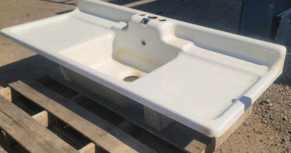 Cast Iron Farmhouse Sink w/ Double Drain Boards & More 59 5/8" x 24" GS010930