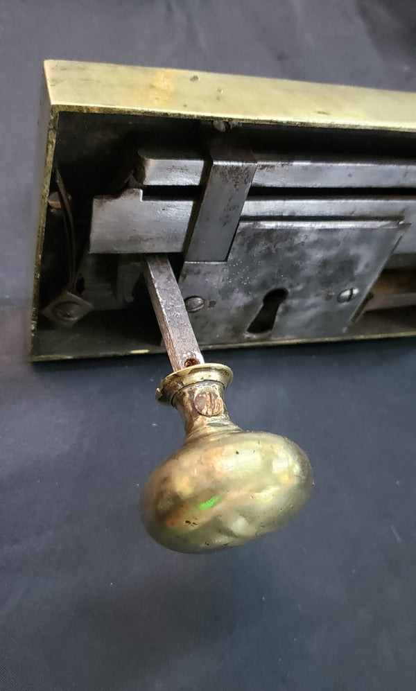 Restored 1700's -1800's Left Sided Brass Carpenter Style Rim Lock Set #GA9151