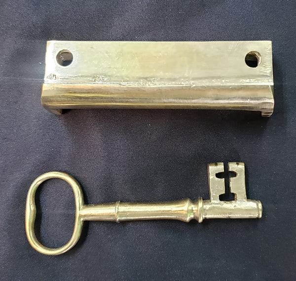 Restored 1700's -1800's Left Sided Brass Carpenter Style Rim Lock Set #GA9151