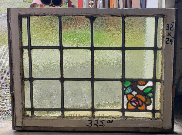 Leaded & Hammered Texture 12 Pane Stained Glass Window 23 1/2" T by 37 1/2" W #GA9160