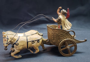 Vintage J. Hill & Co. Hand Painted Roman Soldier with Chariot & Horses #GAChariot