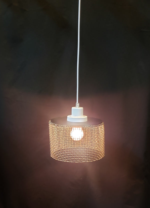 Repurposed Woven Steel Industrial Pendant Lights with Ceiling Caps #GA9172