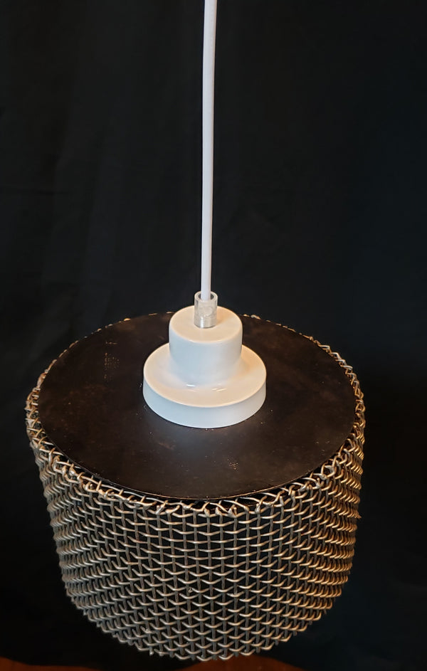 Repurposed Woven Steel Industrial Pendant Lights with Ceiling Caps #GA9172