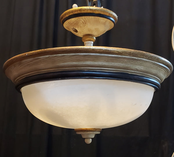 Tuscan Inspired Flush Mount Fixture with Amber Speckled Globe #GA9190