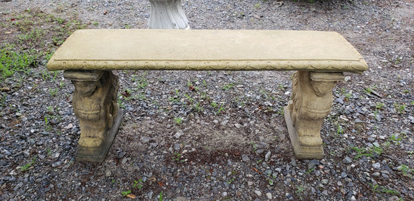 Garden Patio or Yard Concrete Bench with Ornate Side Legs