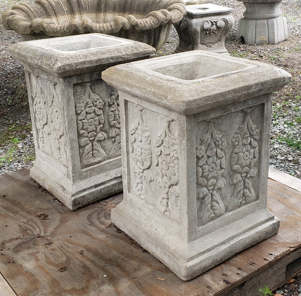 Pair of Ornate Concrete Planters for Garden Patio or Yard #GAplanter