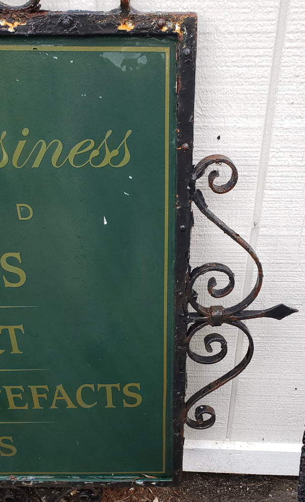 "Monkey Business" Retail Sign Set in a Wrought Iron Frame with Scrolls & Arrows #GA9197