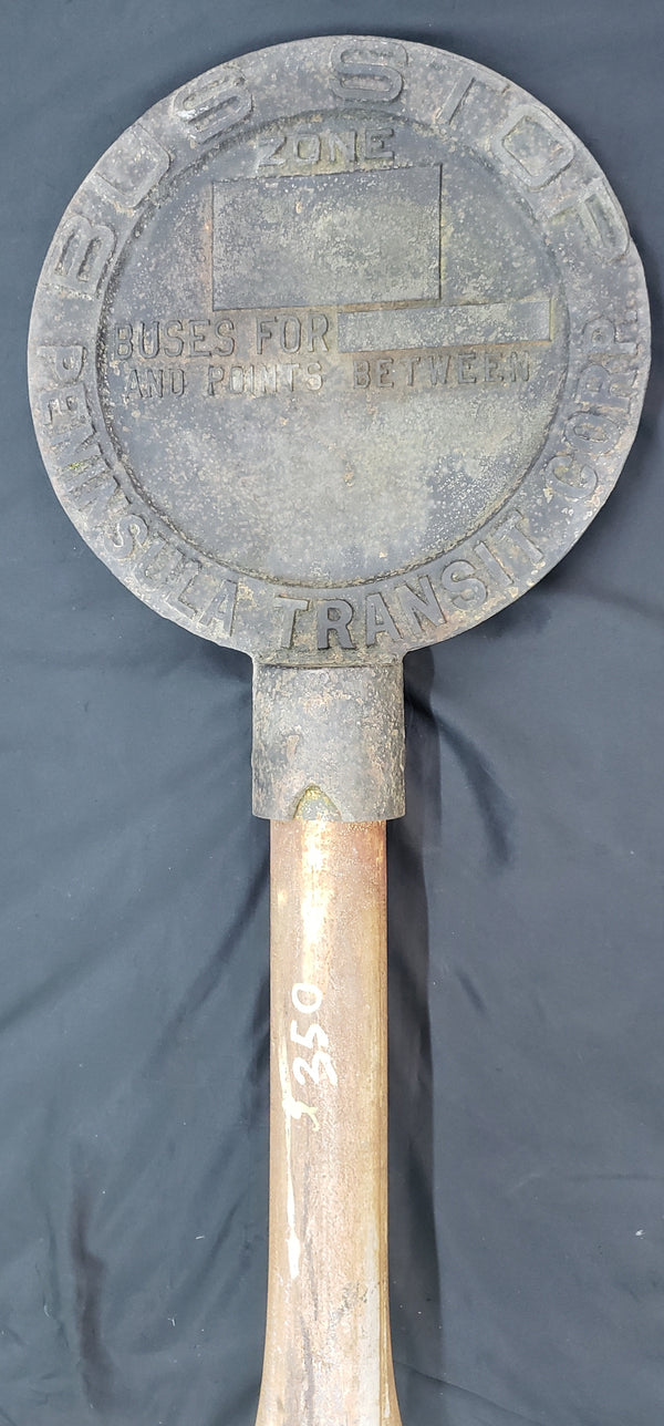 Early 1900's Round Cast Iron Bus Stop Sign from Virginia Peninsula Transit Corp #GA9308