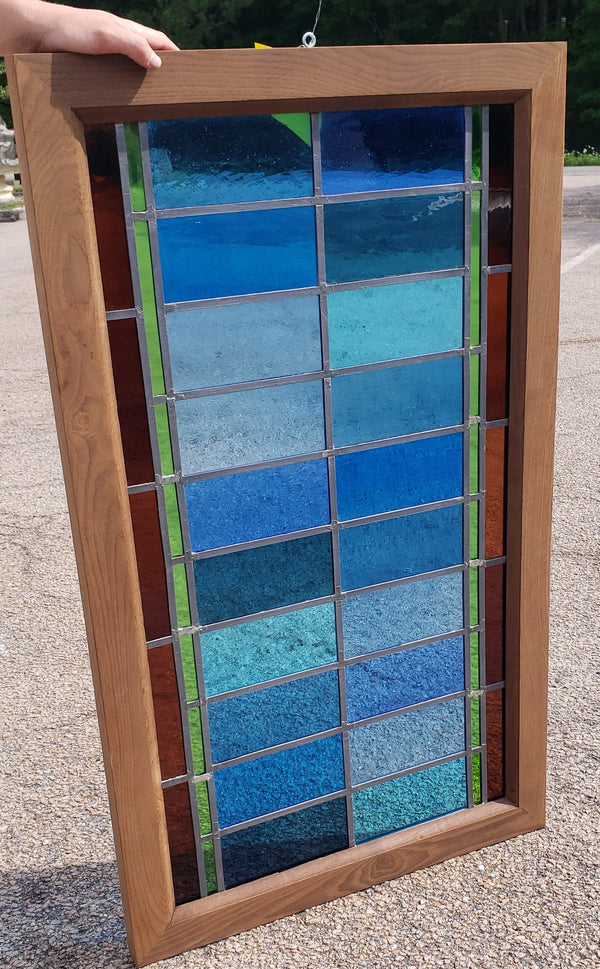 Custom Stained Glass Window in Cambia Ash Wood Frame GA9327