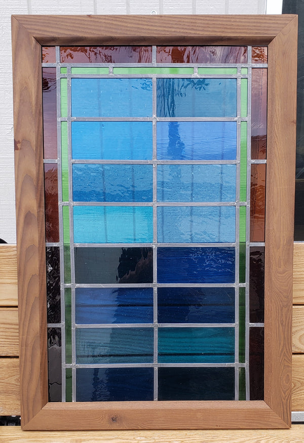Custom Stained Glass Window in Cambia Ash Wood Frame GA9328