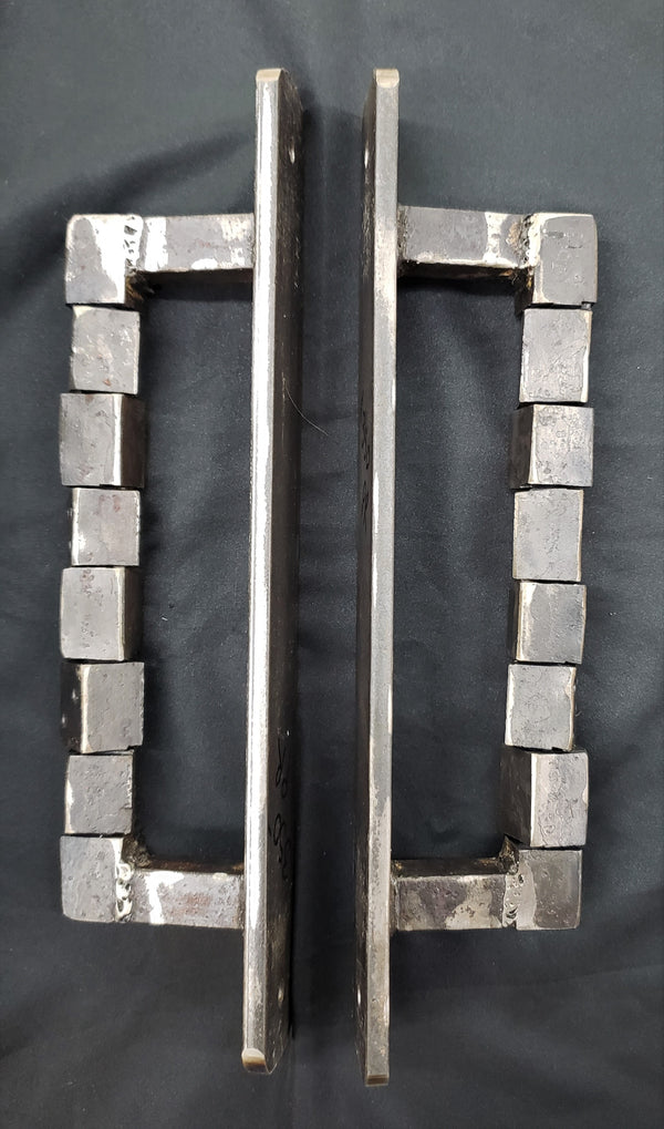 Custom Pair of Dice Designed Door Handles Made from Reclaimed Steel GA9329