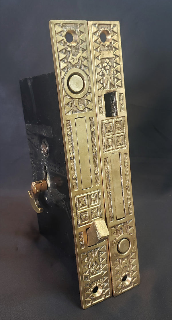 Pair of Ornate Victorian Pocket Door Locks with Key #GA9350