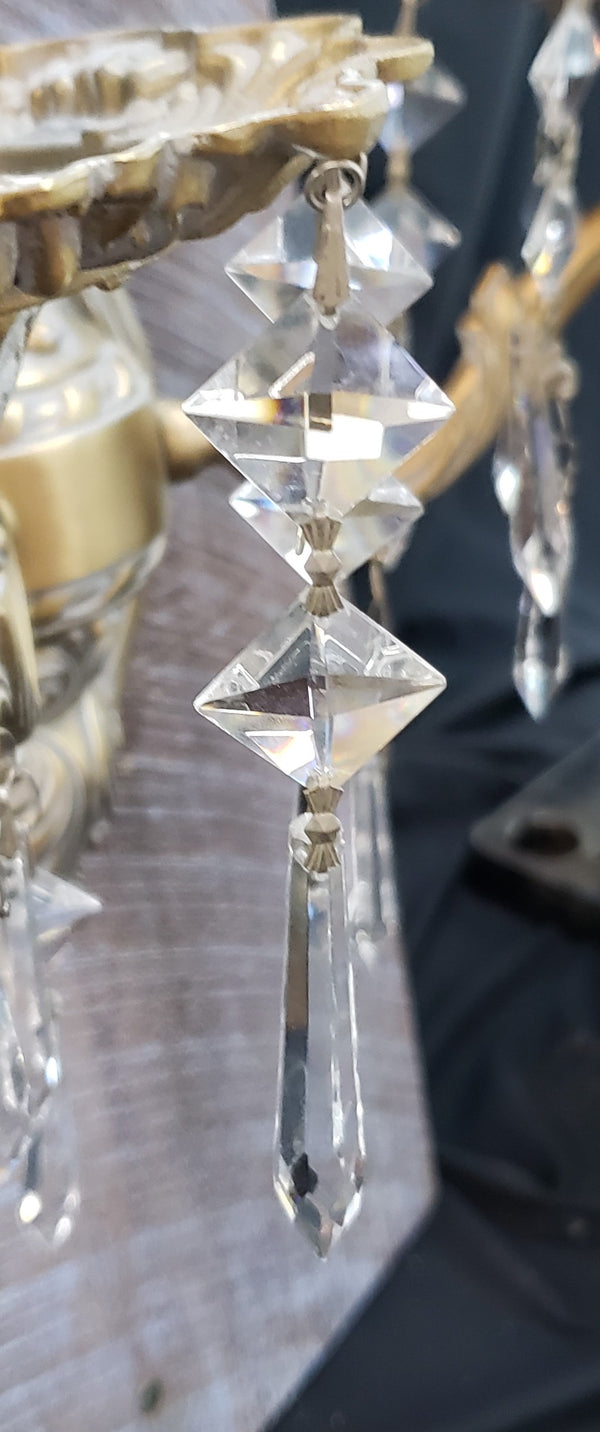 French Inspired 9 Light Tiered Chandelier with Faceted Crystal Prisms GA9375